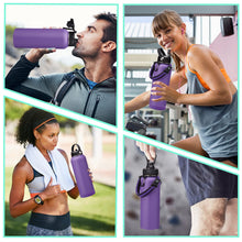 Load image into Gallery viewer, 40oz Vacuum Stainless-Steel Water Bottles with Straw & Spout Lids, Leakproof Sports Metal Water Bottle Keeps Ice Cold-48Hrs Hot-24Hrs, Wide-mouth Water Bottle for Fitness Camping Running