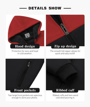 Load image into Gallery viewer, SECOOD Kids Hoodie Fleece Jacket Warm Sherpa Lined Zip Up Hooded Sweatshirt Soft Winter Coat Boys Girls School Outerwear D Red