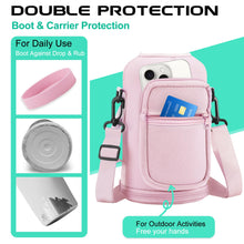 Load image into Gallery viewer, Half Gallon Water-Bottle with Straw - Pop-up Chug Lid (Cold 48H & Hot 24H) 64oz Insulated Water Bottle Flask with Sleeve Strap, Paracord Handle, Bottle Boot, Pink Stainless Steel Metal Water Jug