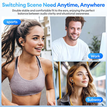 Load image into Gallery viewer, 2 in 1 Clip on Open Ear Headphones Wireless Earbuds, 0 Delay Bluetooth 6.0, Ultra-Long 140H Play, Auto L-R Recognition Touch Control, Hybrid Noise Reduction for Work Fitness Daily Use, Ctbuds Black