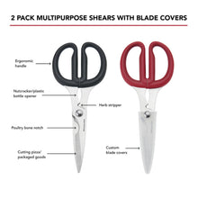 Load image into Gallery viewer, KitchenAid Multipurpose Shear Set, Versatile Scissors with Nutcracker, Bottle Opener, Ergonomic Handles with Protective Blade Covers, 2 Piece