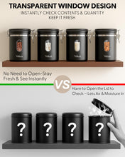 Load image into Gallery viewer, Veken Coffee Canister with Window,Airtight Stainless Steel Container,Home Kitchen Food Storage Organizers for Grounds,Beans,Espresso,Rice,Tea,Sugar,Flour, Cereal,Scoop,Bar Accessories,Gifts,22OZ,Black