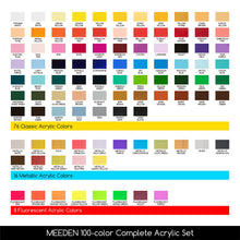 Load image into Gallery viewer, MEEDEN Heavy Body Acrylic Paint Sets, 100 Colors Art Paint Tubes, Non-toxic 0.41 fl Oz /12ml Acrylic Paints for Adults, Beginners