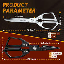 Load image into Gallery viewer, HUUSK Kitchen Scissors Set Upgraded - Stainless Steel Kitchen Shears, Sharp Meat Scissors, Heavy Duty Poultry Shear, Japanese Cooking Scissor for Food, Chicken Bones, and Turkey - Dishwasher Safe