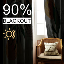 Load image into Gallery viewer, ZYLLGLOW Mid Century Modern Curtains Set Thick Cotton Boho Curtain Blackout for Bedroom Bohemian Style Decor Window Leaf Print Classical Drapes for Living Dining Room, 2 Panels, W52×84L