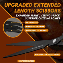 Load image into Gallery viewer, HUUSK Kitchen Scissors Set Black - Upgraded Stainless Steel Kitchen Shear, Sharp Meat Scissors, Heavy Duty Poultry Shears, Japanese Cooking Scissor for Food, Chicken Bones, and Turkey, Dishwasher Safe