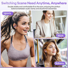 Load image into Gallery viewer, 2 in 1 Clip on Open Ear Headphones Wireless Earbuds, 0 Delay Bluetooth 6.0, Ultra-Long 140H Play, Auto L-R Recognition Touch Control, Hybrid Noise Reduction for Work Fitness Daily Use, Ctbuds Purple