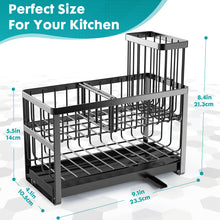 Load image into Gallery viewer, Sinnsally Kitchen Sponge Holder,2 Tier Sink Caddy Organizer with High Brush Holder,Stainless Steel Sink Box Dish Scrubber Holder,Soap Tray for Kitchen Counter Accessories & Storage Rack (Black)