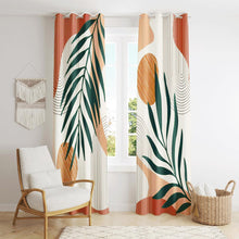 Load image into Gallery viewer, ZYLLGLOW Mid Century Modern Curtains Set Thick Cotton Boho Curtain Blackout for Bedroom Bohemian Style Decor Window Leaf Print Classical Drapes for Living Dining Room, 2 Panels, W52×63L