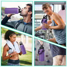 Load image into Gallery viewer, DIGJUPER 32 oz Water Bottles with Straw & Spout Lid, Paracord Handle & Strap, Double Wall Insulated Flask Water Bottle, Reusable Wide Mouth Gym Water Bottles for Women and Men for Fitness Sports