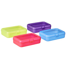 Load image into Gallery viewer, Amazon Basics Plastic Pencil Box, Pack of 4, Multi, Solid