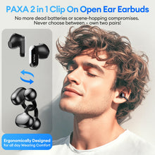 Load image into Gallery viewer, 2 in 1 Clip on Open Ear Headphones Wireless Earbuds, 0 Delay Bluetooth 6.0, Ultra-Long 140H Play, Auto L-R Recognition Touch Control, Hybrid Noise Reduction for Work Fitness Daily Use, Ctbuds Black