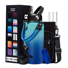 Load image into Gallery viewer, DIGJUPER Stainless Steel Flask Water Bottle - 32oz/40oz/64oz Insulated Water Bottle with Straw & Spout Lids, Paracord Handle, Strap Sleeve, Protective Cup Mat, Hydro Thermo Perfect for Sports Office