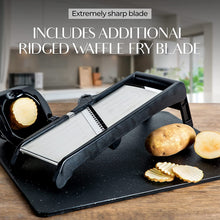 Load image into Gallery viewer, Gramercy Adjustable Mandoline Slicer for Kitchen, Potato Cutter, Vegetable Chopper, Mandolin, Cucumber Slicer- INCLUDING one Pair Cut-Resistant Gloves and Waffle Fry Cutter