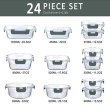 Load image into Gallery viewer, M MCIRCO 24-Piece Glass Food Storage Containers with Upgraded Snap Locking Lids,Glass Meal Prep Containers Set - Airtight Lunch Containers, Microwave, Oven, Freezer and Dishwasher