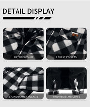 Load image into Gallery viewer, JACKETOWN Boys Fleece Jacket Kids Plaid Flannel Shacket Shirts Sherpa Hoodie Zip Up Sweatshirt Winter Coat 6-15 Years White Black 10-11 Years