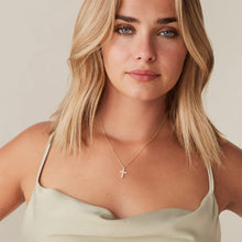 Load image into Gallery viewer, PAVOI 14K Gold Plated Cross Faith Pendant Necklaces for Women | White & Yellow Pack Cubic Zirconia Cross Pendants