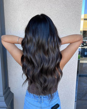 Load image into Gallery viewer, Fliace Clip in Black Hair Extensions for Women, Thick Double Weft Wavy Soft Hair & Blends Well Long Hairpieces(20inch, 6pcs, Natural Black)