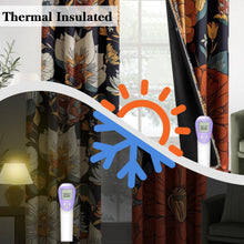 Load image into Gallery viewer, Tyrot Black Boho Floral 100% Blackout Curtains for Bedroom 84 inch Long 2 Panels Mid Century Botanical Black Out Curtains for Living Room Grommet Thermal Insulated Room Darkening Window Drapes,52Wx84L
