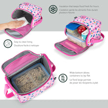 Load image into Gallery viewer, Roots Essential 3-in-1 Matching Water Resistant Kids Backpack and Lunch Bag Set with Bonus Pencil Case - Made from 100% Recycled Fabrics -22.5 litres, Pink Dot
