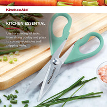 Load image into Gallery viewer, KitchenAid All Purpose Kitchen Shears with Protective Sheath Durable Stainless Steel Scissors, Dishwasher Safe, Soft Grip Comfort Handle, 8.72 Inch, Aqua Sky