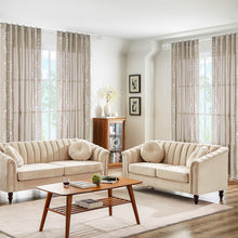 Load image into Gallery viewer, Schweek Tan Boho Curtains for Living Room 84 Inches Long 2 Panels Linen Floral Cute Curtains Semi Sheer Country Rustic Window Western Curtain