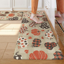 Load image into Gallery viewer, KIMODE Autumn Padded Kitchen Floor Mats Cushioned Anti Fatigue,Halloween Memory Foam Kitchen Sink Mat Non Slip,Fall Maple Kitchen Rugs Sets of 2 for Laundry Home Decor,Pumpkin Checkered