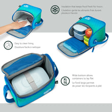 Load image into Gallery viewer, Roots Essential 3-in-1 Matching Water Resistant Kids Backpack and Lunch Bag Set with Bonus Pencil Case - Made from 100% Recycled Fabrics -22.5 litres, Ombre Blue Green