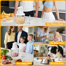 Load image into Gallery viewer, TURNRISE Electric Chicken Shredder Tool: 250W Multifunctional Press-to-Operate Meat Shredder Tool with Large Capacity - Meat Grinder for Chicken Breast, Meats, Fruits, Vegetables, Nuts (White)