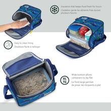 Load image into Gallery viewer, Roots Essential 3-in-1 Matching Water Resistant Kids Backpack and Lunch Bag Set with Bonus Pencil Case - Made from 100% Recycled Fabrics -22.5 litres, Blue Green Camo