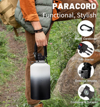 Load image into Gallery viewer, 1 Gallon Insulated Water Bottle - with Straw & Auto Chug Lid, Paracord Handle, Bottle Sleeve, 128 oz Stainless Steel Water Bottle, Large Metal Gallon Water Jug Canteen for Sport Work