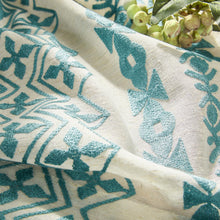 Load image into Gallery viewer, Teal Blue Curtains 84 Inch Length 2 Panels set for Bedroom Living Room Dining Room Grommet Embroidered Country Linen Curtains Neutral Semi Sheer Window Drapes Boho Farmhouse Decor, 52x84 Inches Long