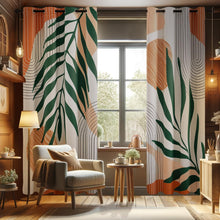 Load image into Gallery viewer, ZYLLGLOW Mid Century Modern Curtains Set Thick Cotton Boho Curtain Blackout for Bedroom Bohemian Style Decor Window Leaf Print Classical Drapes for Living Dining Room, 2 Panels, W52×84L