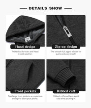 Load image into Gallery viewer, SECOOD Kids Hoodie Fleece Jacket Warm Sherpa Lined Zip Up Hooded Sweatshirt Soft Winter Coat Boys Girls School Outerwear