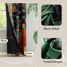 Load image into Gallery viewer, Tyrot Black Boho Floral 100% Blackout Curtains for Bedroom 84 inch Long 2 Panels Mid Century Botanical Black Out Curtains for Living Room Grommet Thermal Insulated Room Darkening Window Drapes,52Wx84L
