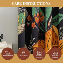 Load image into Gallery viewer, Tyrot Black Boho Floral 100% Blackout Curtains for Bedroom 84 inch Long 2 Panels Mid Century Botanical Black Out Curtains for Living Room Grommet Thermal Insulated Room Darkening Window Drapes,52Wx84L