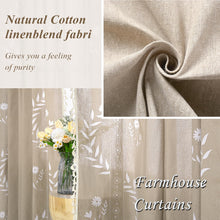 Load image into Gallery viewer, Schweek Tan Boho Curtains for Living Room 84 Inches Long 2 Panels Linen Floral Cute Curtains Semi Sheer Country Rustic Window Western Curtain
