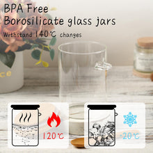 Load image into Gallery viewer, Glass Sugar Container with Spoon - 2 Pack 15oz Glass Jars with Bamboo Lid and Spoon, Bamboo Lid Storage Jar Containers for Coffee Beans, Spice, Brown Sugar, Tea, Flour, Nuts, Candy, Salts and More