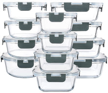 Load image into Gallery viewer, M MCIRCO 24-Piece Glass Food Storage Containers with Upgraded Snap Locking Lids,Glass Meal Prep Containers Set - Airtight Lunch Containers, Microwave, Oven, Freezer and Dishwasher