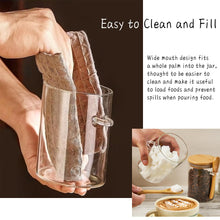 Load image into Gallery viewer, Glass Sugar Container with Spoon - 2 Pack 15oz Glass Jars with Bamboo Lid and Spoon, Bamboo Lid Storage Jar Containers for Coffee Beans, Spice, Brown Sugar, Tea, Flour, Nuts, Candy, Salts and More