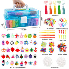 Load image into Gallery viewer, INSCRAFT 17500+ Rubber Loom Bands with 3 Layer Blue Container, 28 Colors, 600 S-Clips, 352 Beads, 40 Cartoon Pendant, Bracelet Making Refill Kit for Kids