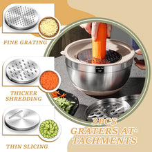 Load image into Gallery viewer, Mixing Bowls with Airtight Lids Set, 26PCS Stainless Steel Khaki Bowls with Grater Attachments, Non-Slip Bottoms & Kitchen Gadgets Set, Size 7, 4, 2.5, 2.0,1.5, 1QT, Great for Mixing & Serving