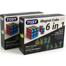 Load image into Gallery viewer, TOSY Magnet Cube 3x3-240 Magnets, 30 Blocks, 7 in 1: Puzzle Cube Game, Creative Building Blocks, Transformable Fidget Spinner, Infinity Cube, Magnet Tiles, UV Flashlight, Glowing STEAM Toy, 2-Pack