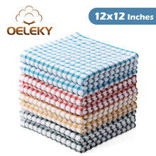 Load image into Gallery viewer, Oeleky 100% Cotton Kitchen Dish Cloths for Washing Dishes, 12x12 Inches Dish Rags, Absorbent Kitchen Cloths Pack of 8, Quick Drying Cleaning Cloths