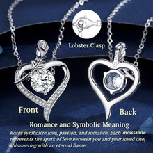 Load image into Gallery viewer, Rose Heart Pendant Necklace for Wife Moissanite Lab-Created Gem Jewelry for Women I Love You Wedding Anniversary Birthday Christmas Valentines Engagements Mothers Day for Her Girlfriend Mom Daughter