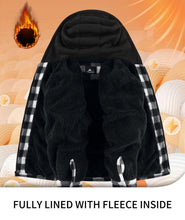 Load image into Gallery viewer, JACKETOWN Boys Fleece Jacket Kids Plaid Flannel Shacket Shirts Sherpa Hoodie Zip Up Sweatshirt Winter Coat 6-15 Years White Black 10-11 Years
