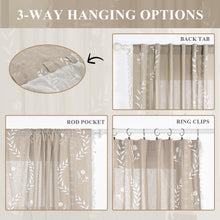 Load image into Gallery viewer, Schweek Tan Boho Curtains for Living Room 84 Inches Long 2 Panels Linen Floral Cute Curtains Semi Sheer Country Rustic Window Western Curtain