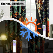Load image into Gallery viewer, Tyrot Black Boho Floral 100% Blackout Curtains for Bedroom 84 inch Long 2 Panels Mid Century Botanical Black Out Curtains for Living Room Grommet Thermal Insulated Room Darkening Window Drapes,52Wx84L