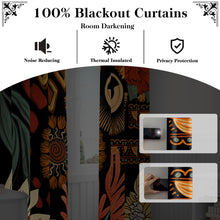 Load image into Gallery viewer, Tyrot 100% Blackout Black Boho Floral Curtains for Living Room 84 inch Long 2 Panels Farmhouse Mid Century Black Out Curtains for Bedroom Grommet Thermal Insulated Room Darkening Window Drapes,52Wx84L