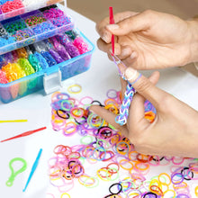 Load image into Gallery viewer, INSCRAFT 17500+ Rubber Loom Bands with 3 Layer Blue Container, 28 Colors, 600 S-Clips, 352 Beads, 40 Cartoon Pendant, Bracelet Making Refill Kit for Kids